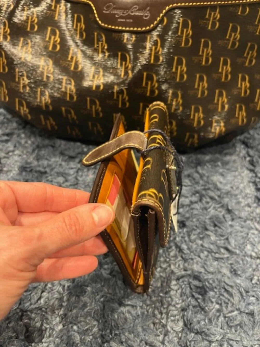 Dooney & Bourke 1975 Collection - Patent Leather Monogram Purse + Wallet Set - Picture 14 of 16